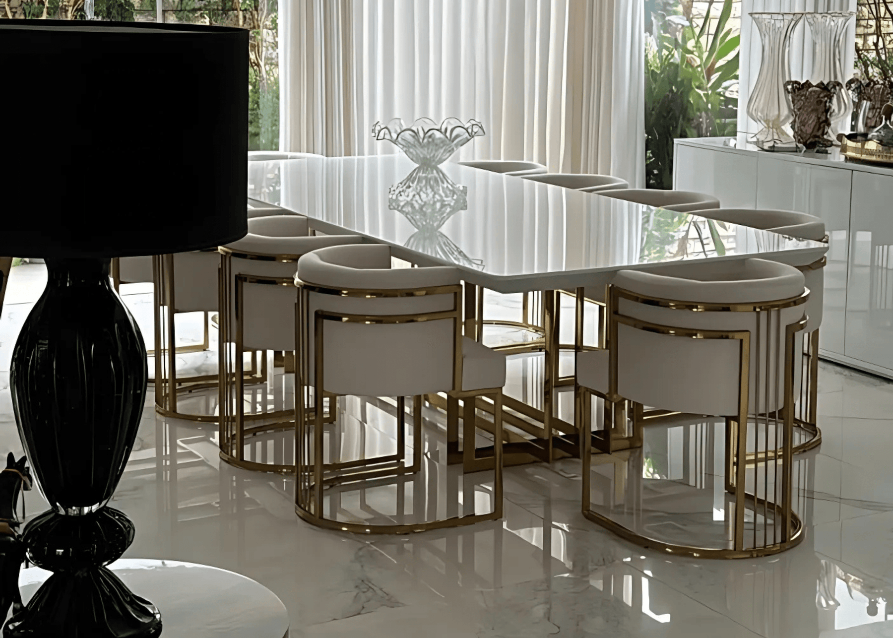 Conjunto de Jantar Mesa Conde e 10 Poltronas Charme