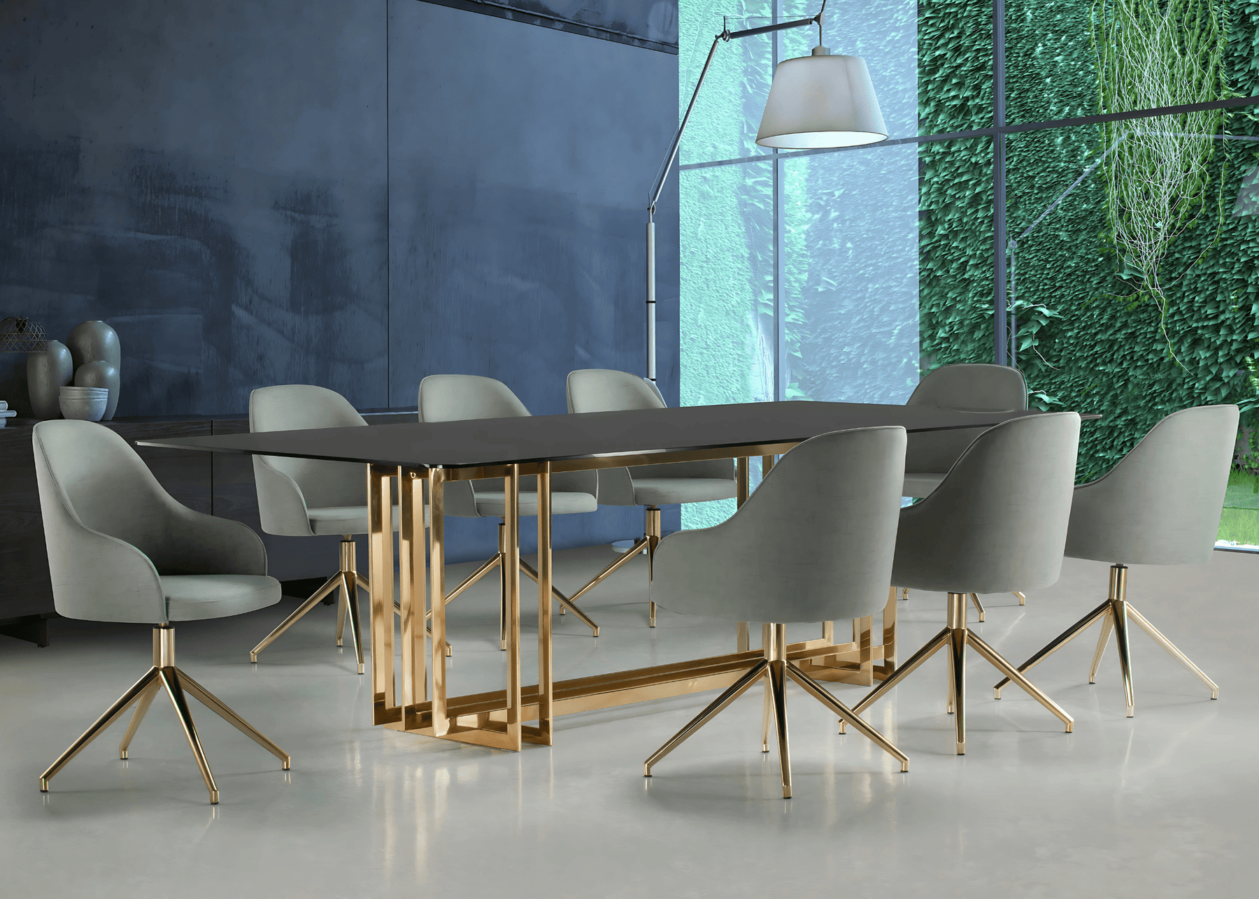 Conjunto de Jantar Mesa Conde e 8 Cadeiras Giratória Arbo