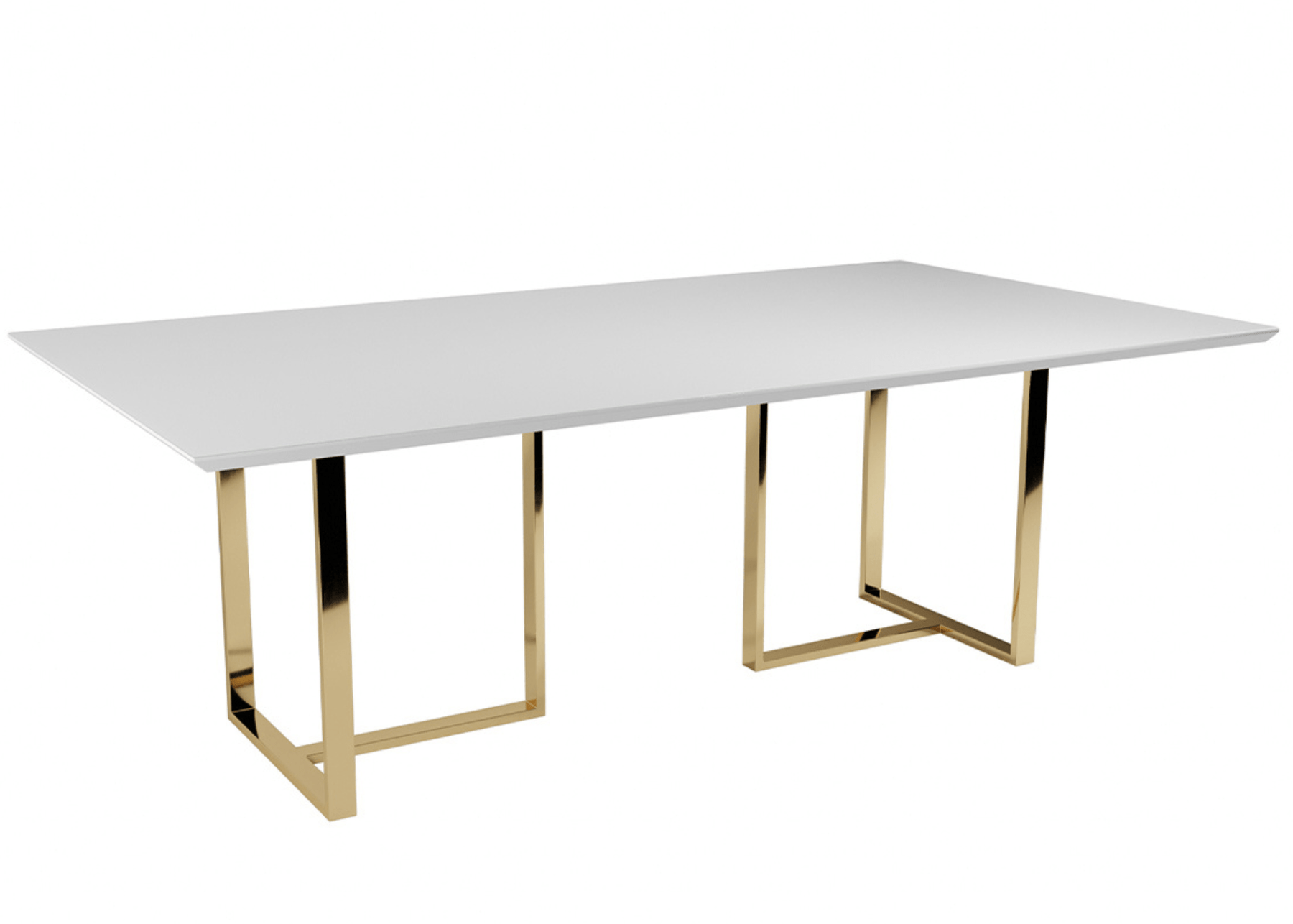 Conjunto de Jantar Mesa Eldorado e 8 Poltronas Sofya em Aço Inox Dourado Gold