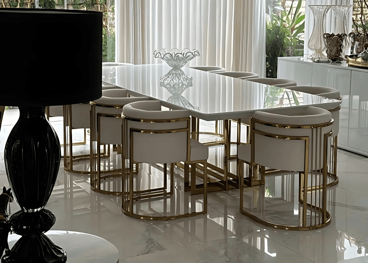 Conjunto de Jantar Mesa Conde e 10 Poltronas Charme