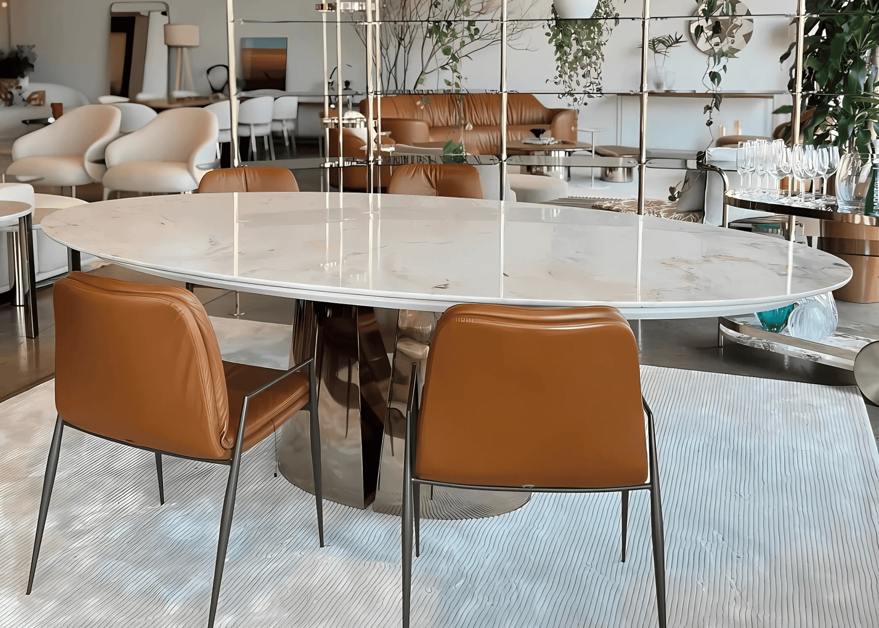 Mesa de Jantar Oval Forma