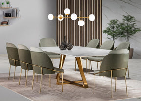 Conjunto Mesa de Jantar John e 8 Cadeiras Green