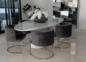 Mesa De Jantar Oval Glass